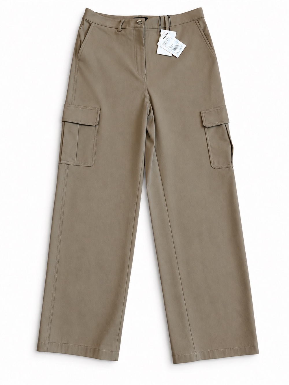 Theory Women's Khaki Stretch Chinos with Gold Button - Picture 3 of 3